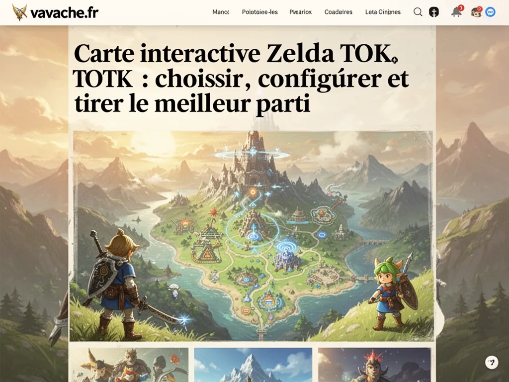 Capture d'écran d'une carte interactive de Zelda TOTK montrant des icônes de sanctuaires et de ressources sur la map