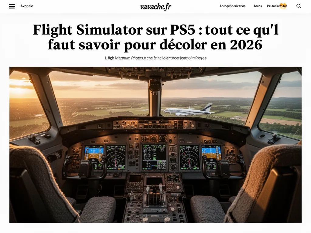 Capture d'écran du jeu Flight Simulator sur PS5 montrant un cockpit riche en détails.