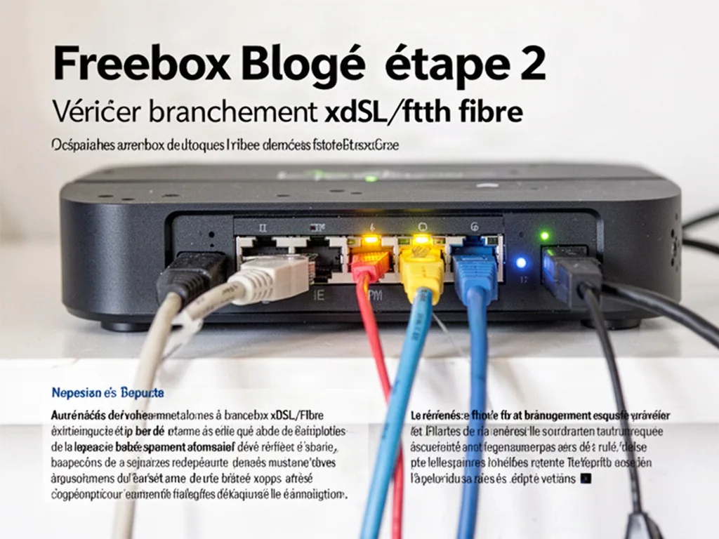 Inspection des câbles xDSL et fibre optique sur une Freebox bloquée à l'étape 2