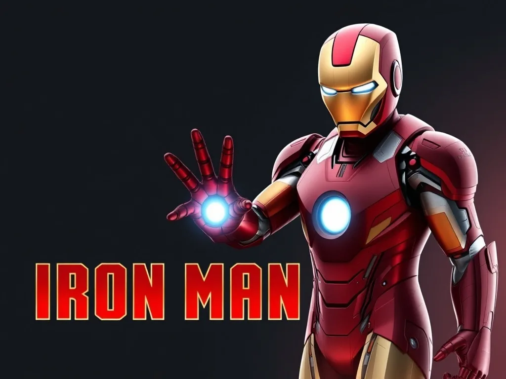 Iron Man en armure avec des reflets de lumières rouges et or, interface PS5 en surimpression