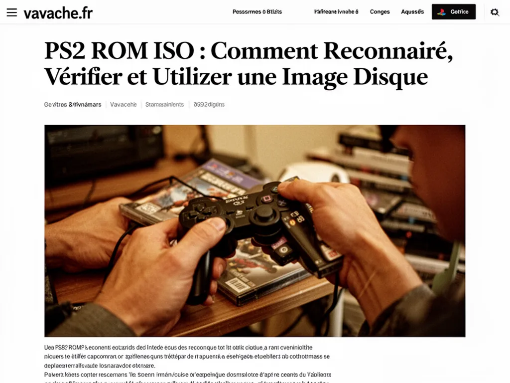 Manette DualShock 2 posée sur un disque optique avec une interface d'émulateur affichée à l'écran